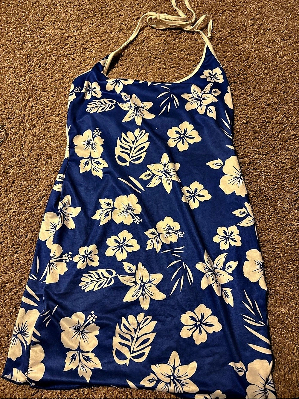 Floral Blue & Cream Swim Coverup